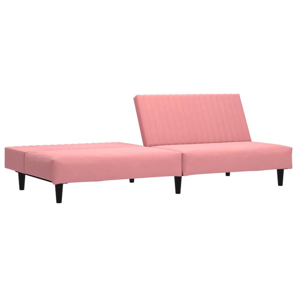 vidaXL Dvivietė sofa-lova, rožinės spalvos, aksomas