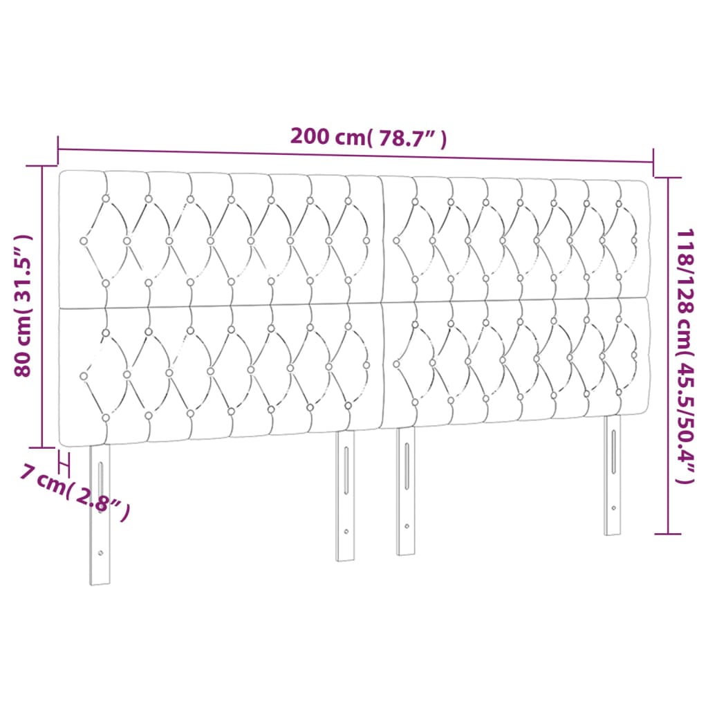 vidaXL Galvūgalis su LED, tamsiai pilkas, 200x7x118/128cm, audinys