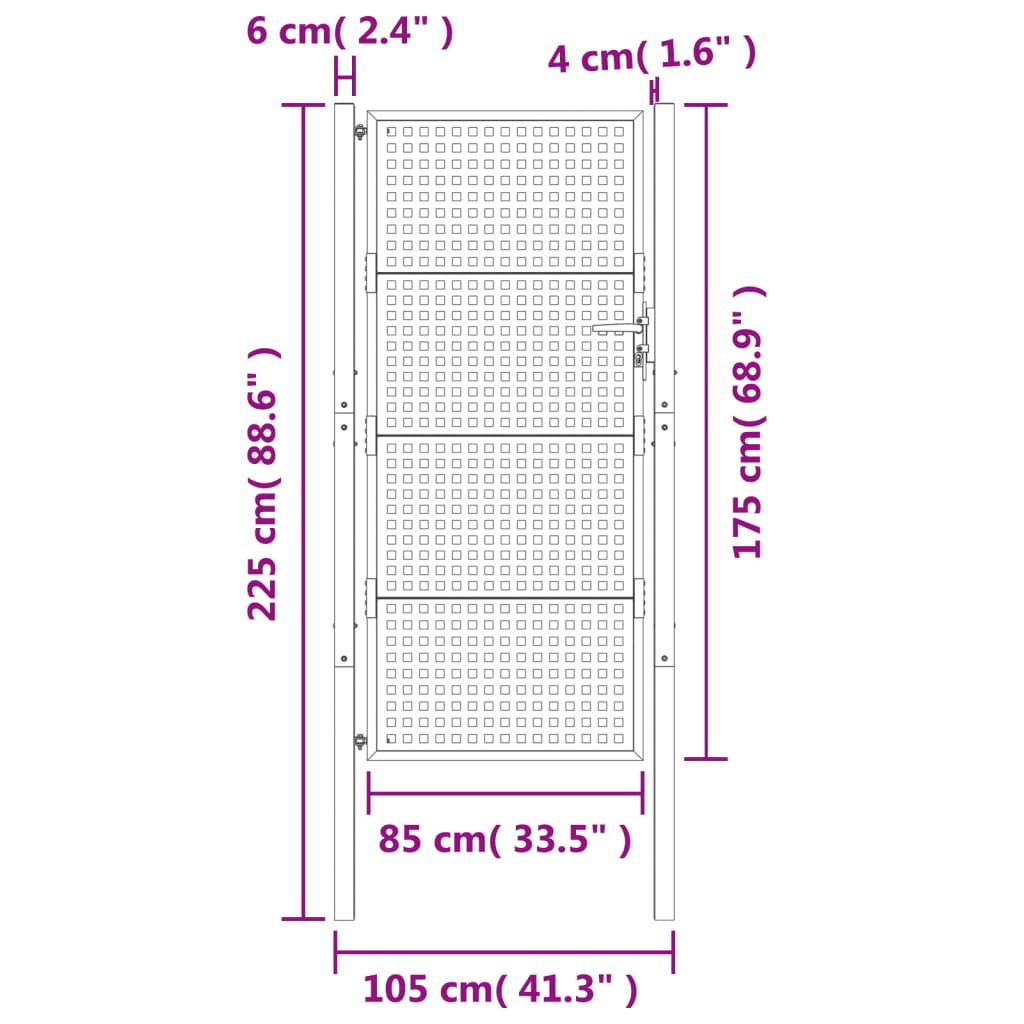 vidaXL Sodo vartai, antracito spalvos, 105x225cm, plienas