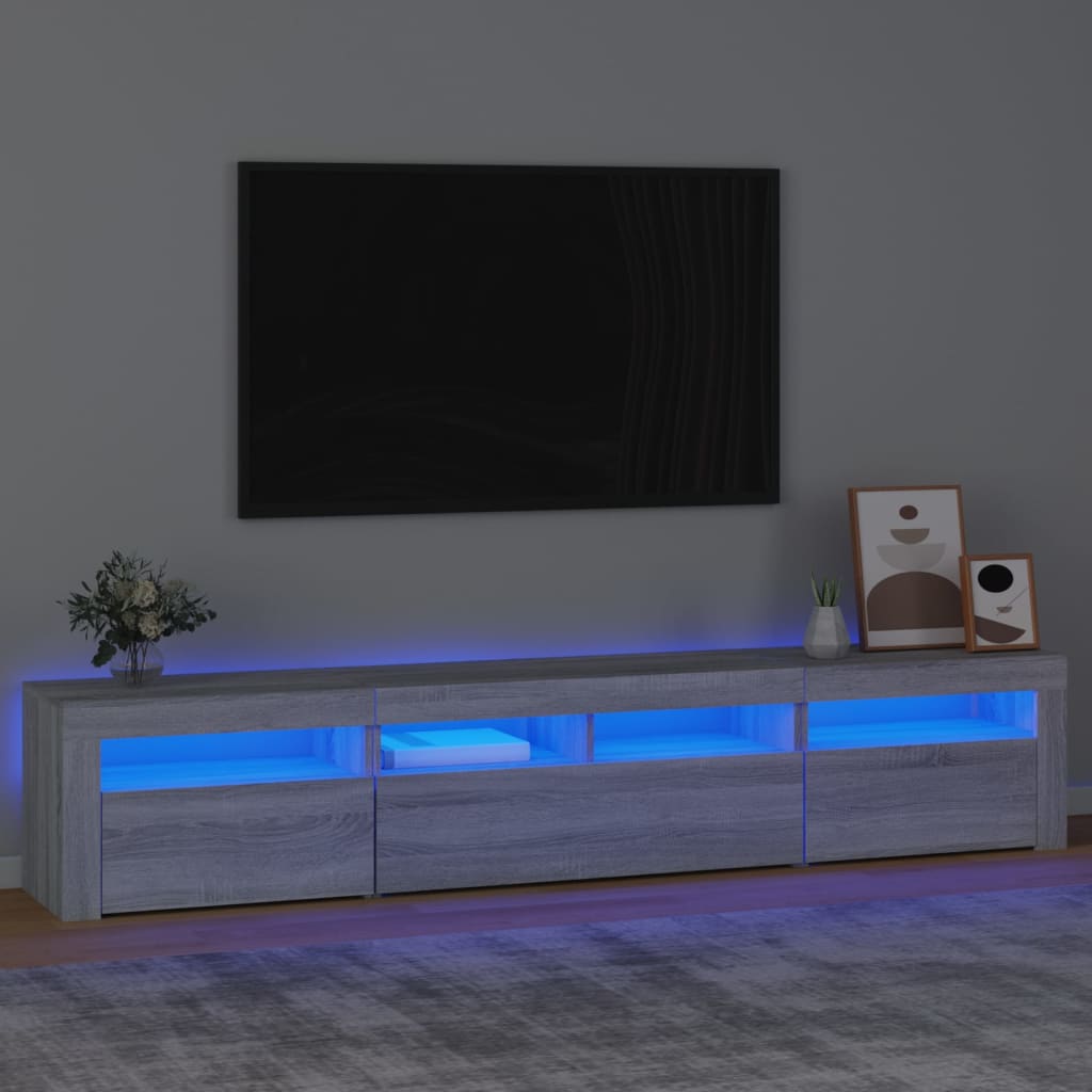 vidaXL Televizoriaus spintelė su LED, pilka ąžuolo, 210x35x40cm