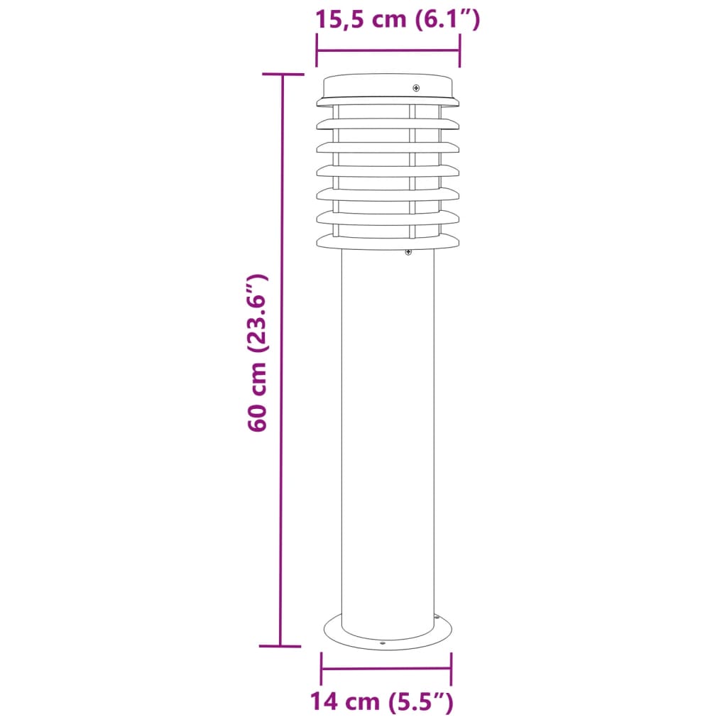 vidaXL Lauko šviestuvas, juodos spalvos, 60cm, nerūdijantis plienas