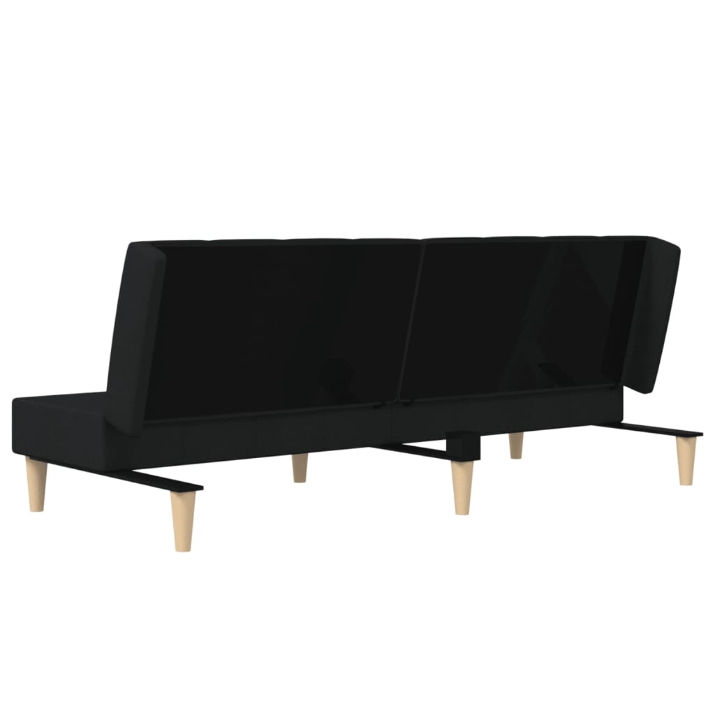 vidaXL Dvivietė sofa-lova, juodos spalvos, audinys