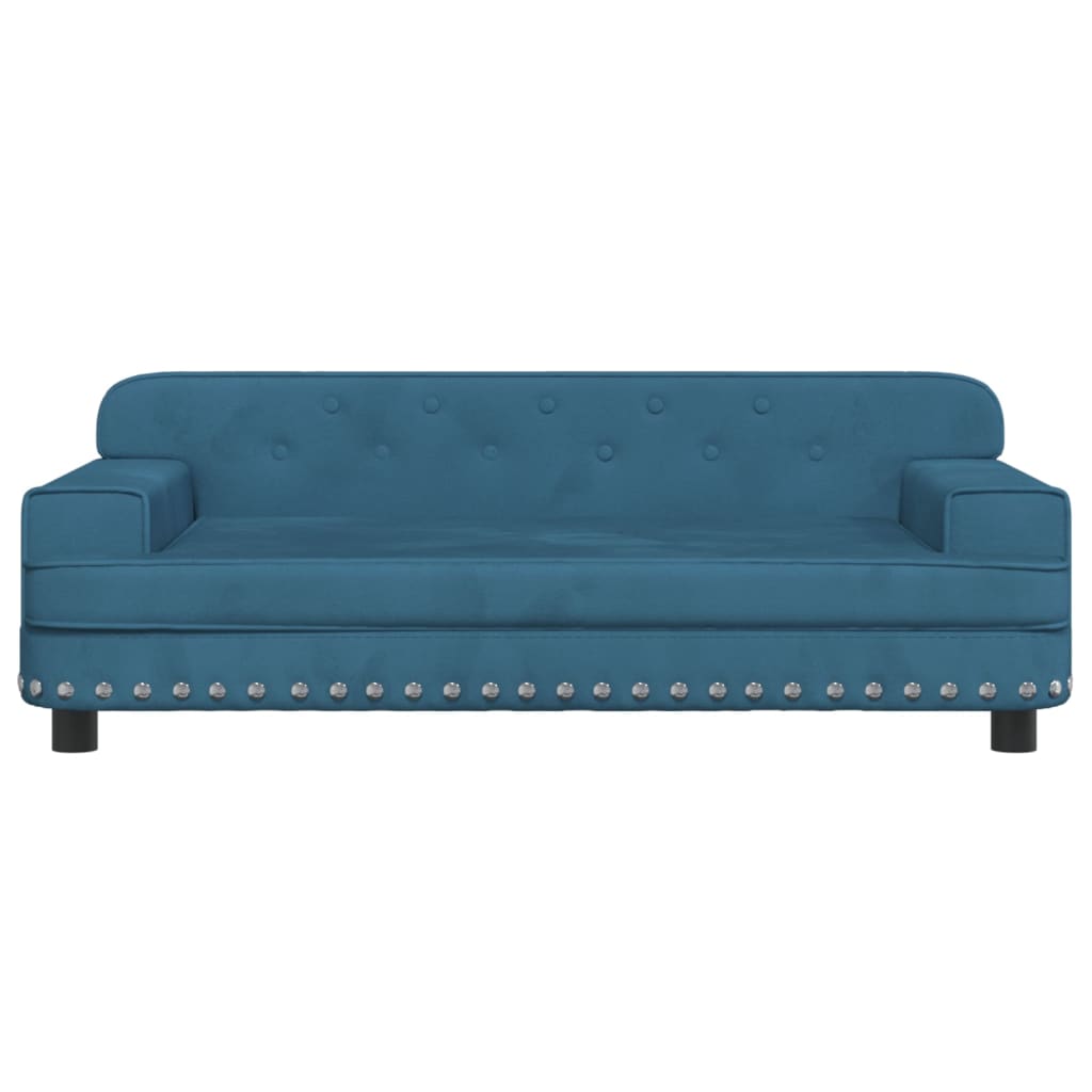 vidaXL Vaikiška sofa, mėlynos spalvos, 90x53x30cm, aksomas