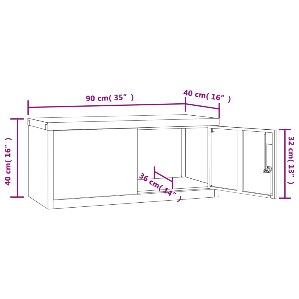 vidaXL Spintelė dokumentams, baltos spalvos, 90x40x145cm, plienas