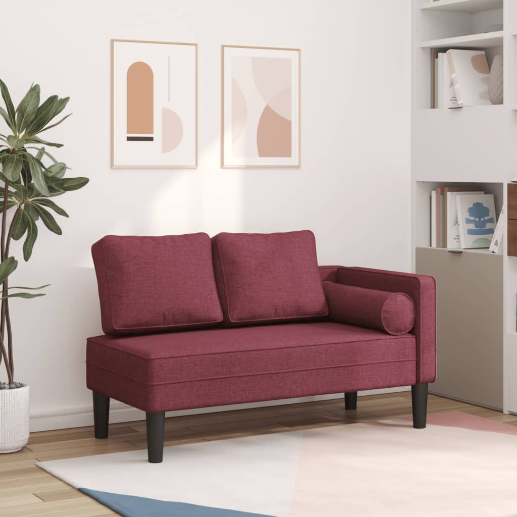 vidaXL Poilsio sofa su ilga pagalve, raudonojo vyno spalvos, audinys