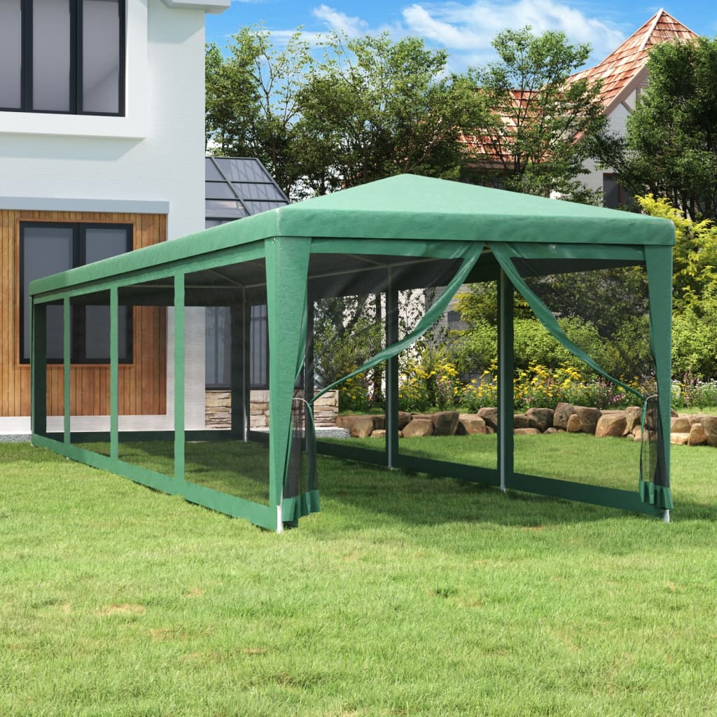 vidaXL Proginė palapinė su 10 tinklinių sienų, žalia, 3x12m, HDPE