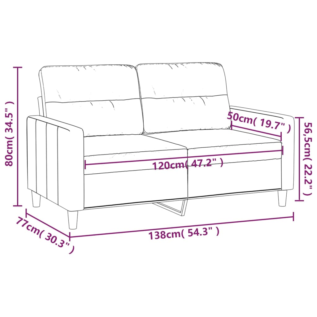 vidaXL Dvivietė sofa, tamsiai pilkos spalvos, 120cm, audinys