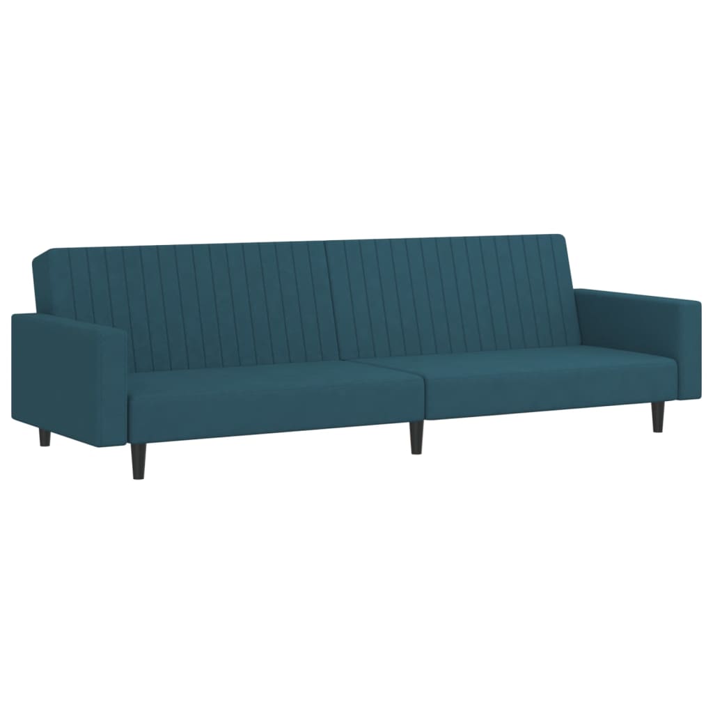 vidaXL Dvivietė sofa-lova, mėlynos spalvos, aksomas