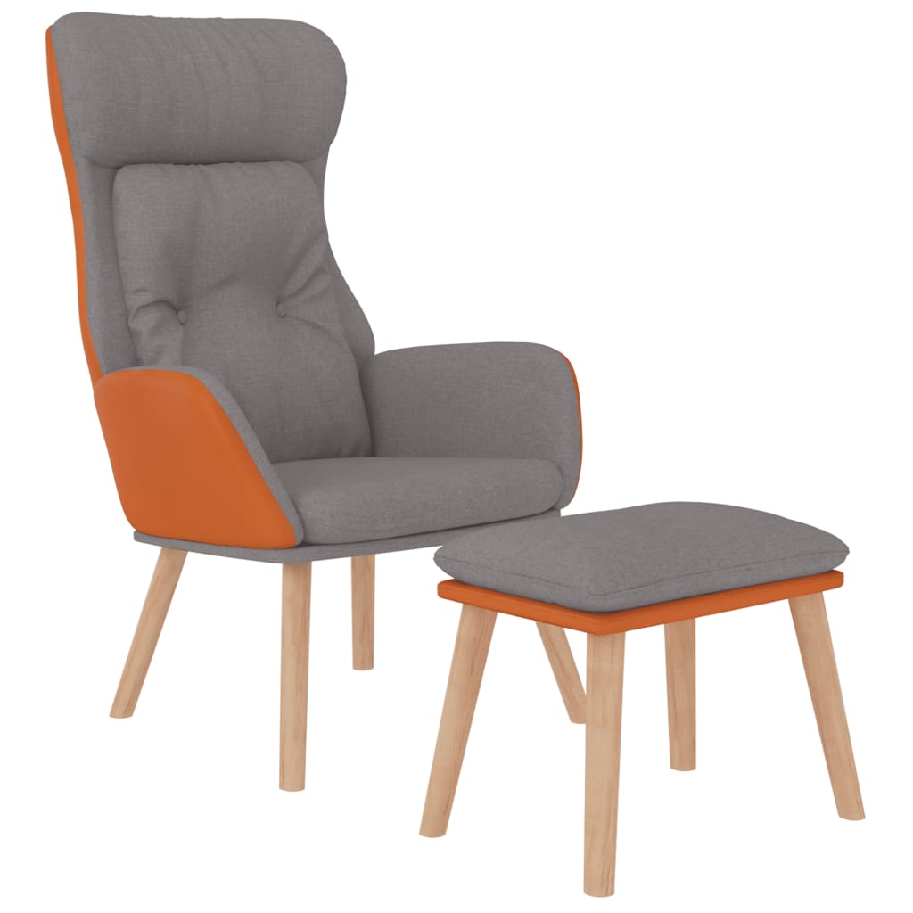 vidaXL Poilsio kėdė su pakoja, šviesiai pilka, dirbtinė oda ir audinys
