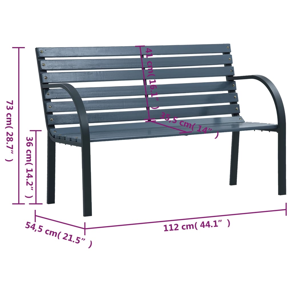 vidaXL Sodo souliukas, pilkos spalvos, 112cm, eglės medienos masyvas