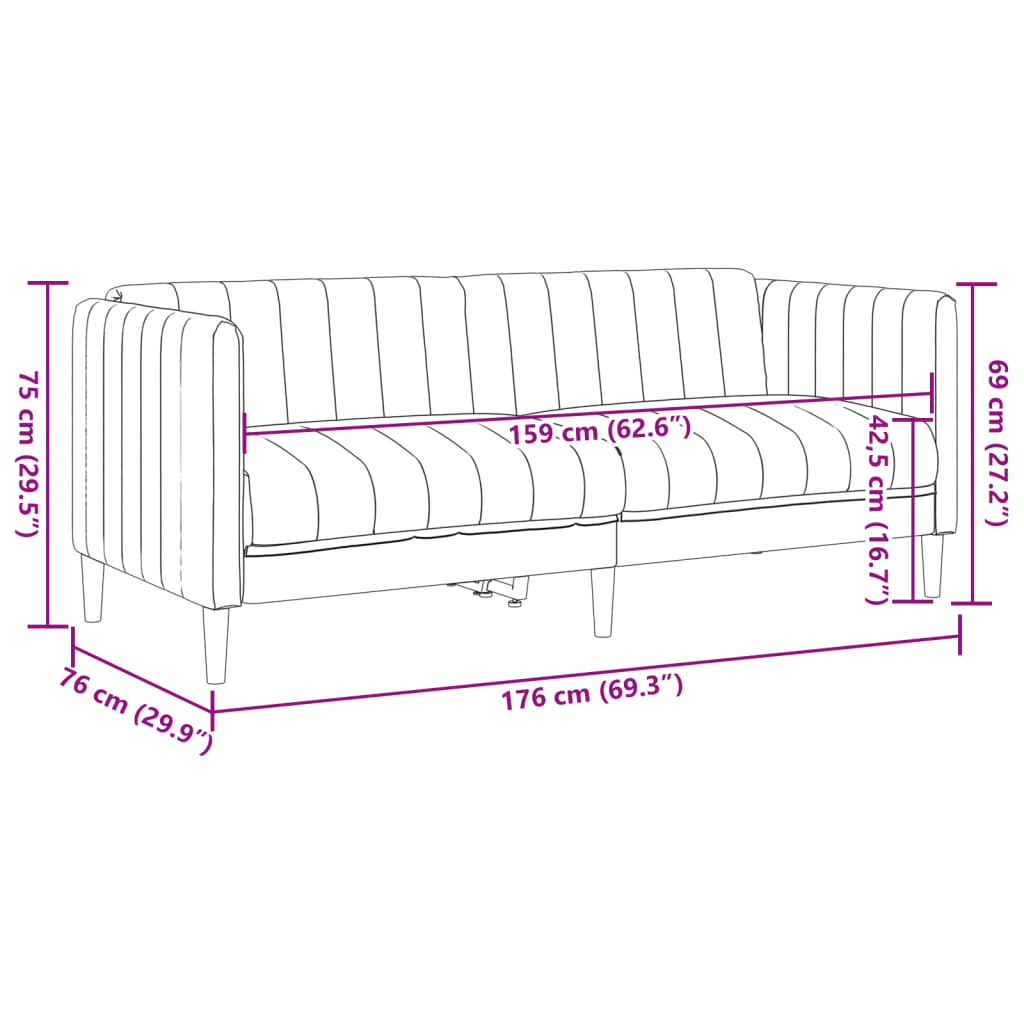 vidaXL Dvivietė sofa, rudos spalvos, dirbtinė versta oda