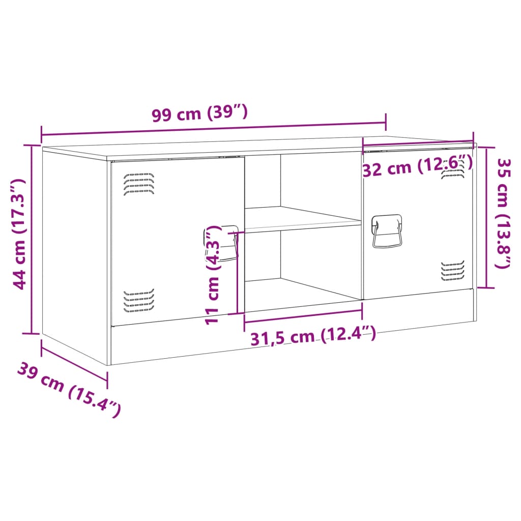 vidaXL Televizoriaus spintelė, garstyčių geltona, 99x39x44cm, plienas