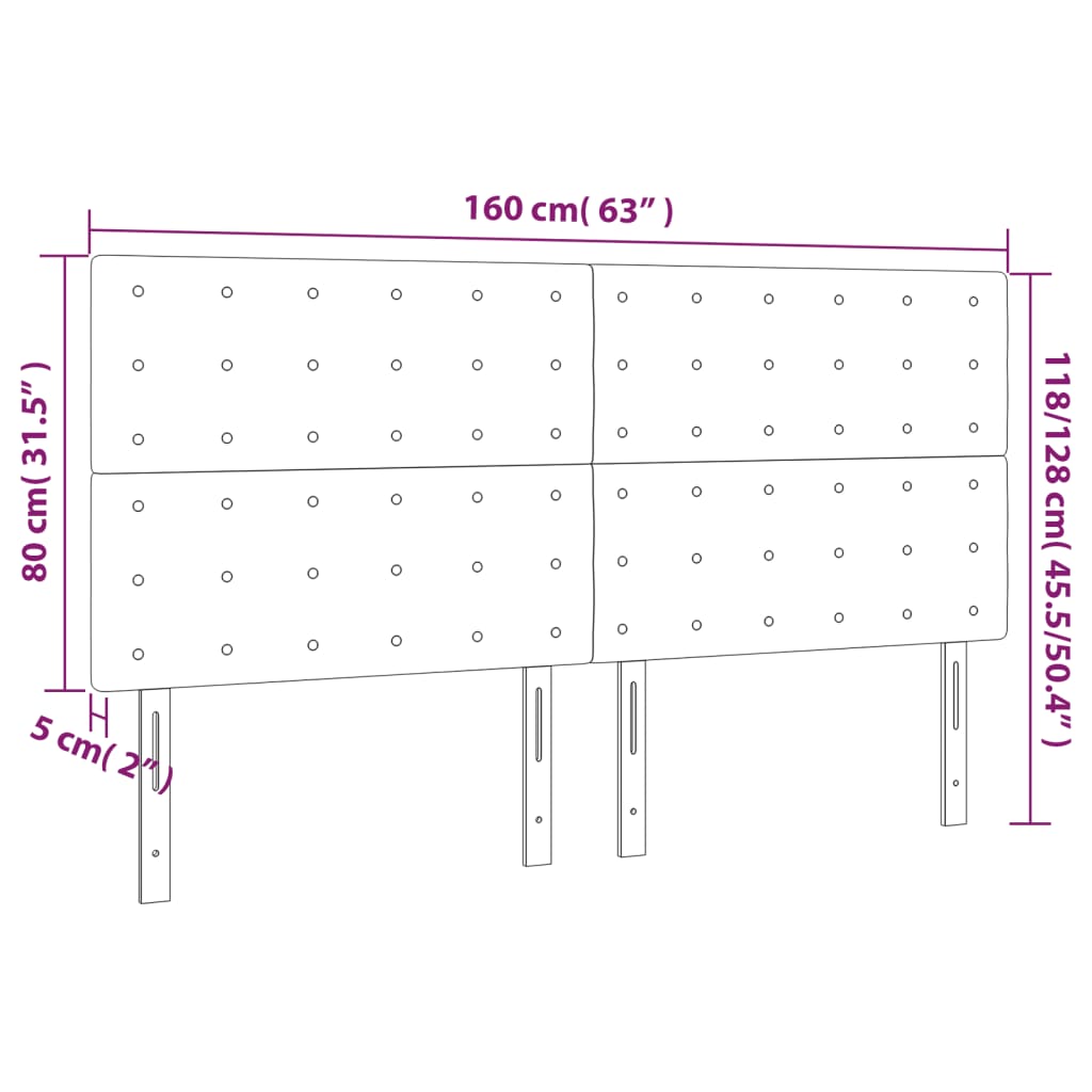 vidaXL Galvūgalis su LED, juodos spalvos, 160x5x118/128cm, aksomas