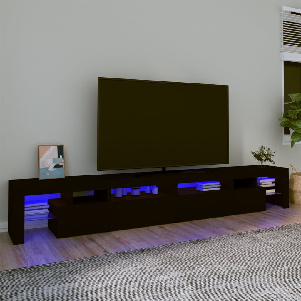 vidaXL Televizoriaus spintelė su LED apšvietimu, juoda, 260x36,5x40cm