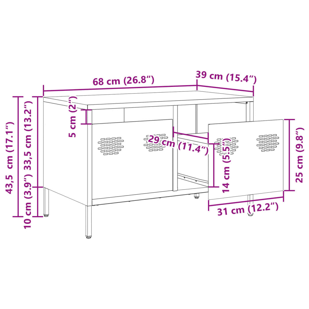 vidaXL Televizoriaus spintelė, antracito, 68x39x43,5cm, plienas