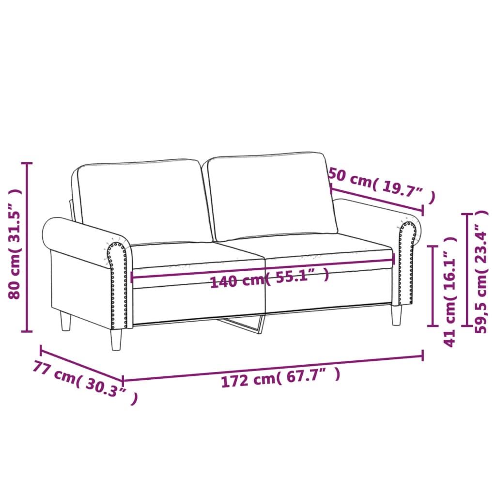 vidaXL Dvivietė sofa, tamsiai pilkos spalvos, 140cm, aksomas