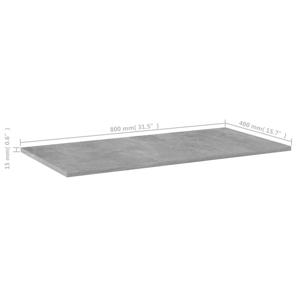 vidaXL Knygų lentynos plokštės, 4vnt., betono pilkos, 80x40x1,5cm, MDP