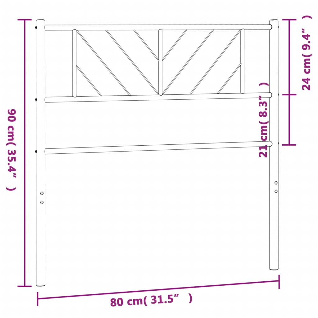 vidaXL Metalinis galvūgalis, baltos spalvos, 75cm