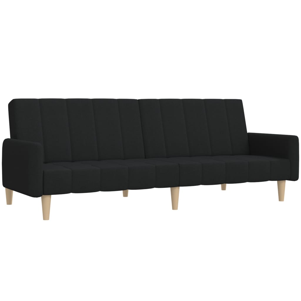 vidaXL Dvivietė sofa-lova, juodos spalvos, audinys