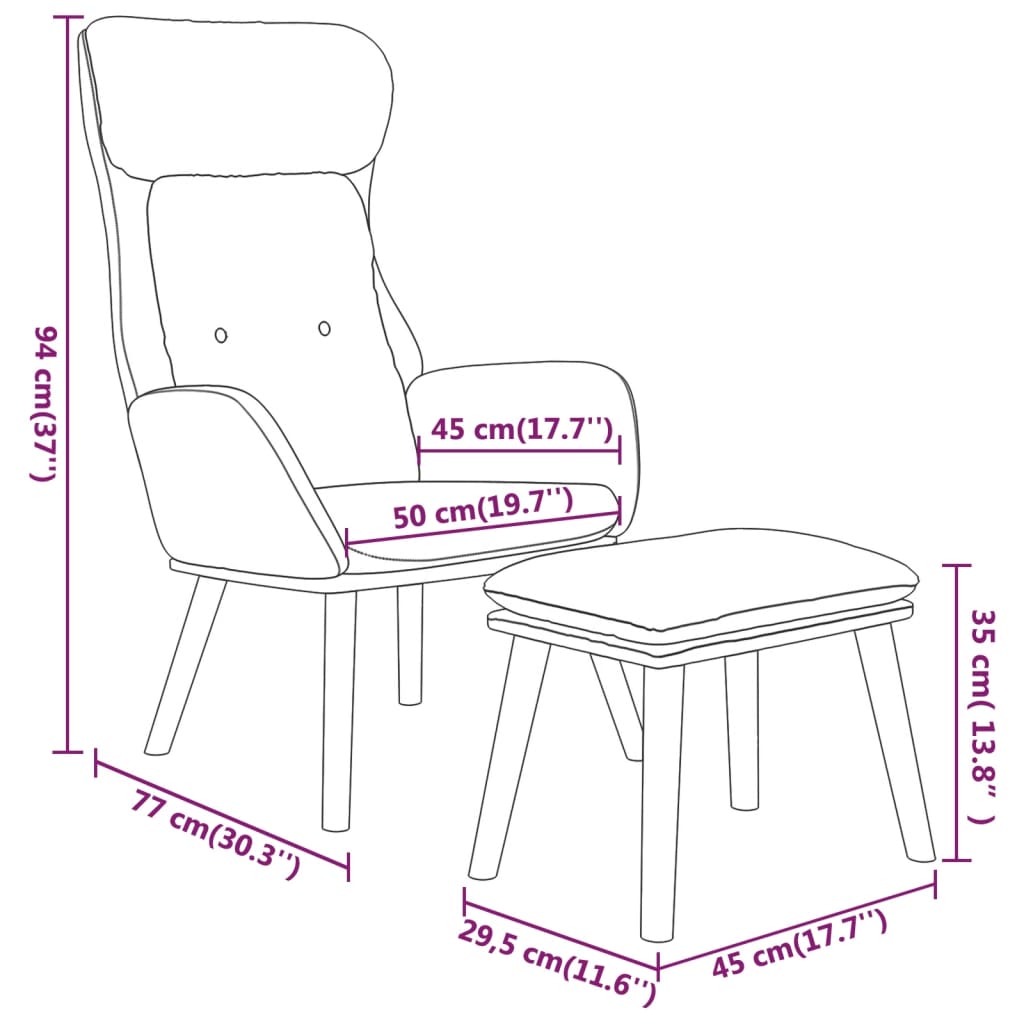 vidaXL Poilsio kėdė su pakoja, šviesiai pilka, dirbtinė oda ir audinys