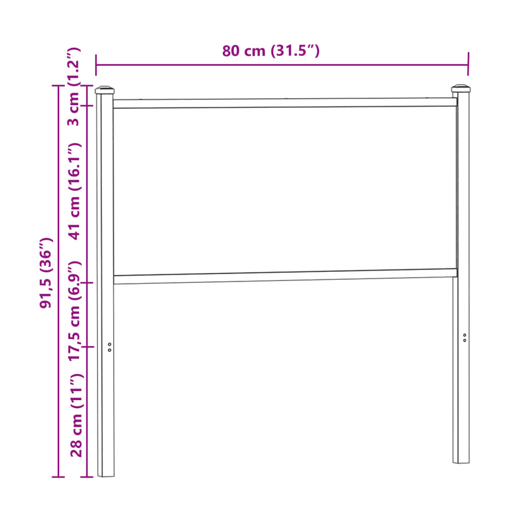 vidaXL Galvūgalis, dūminio ąžuolo spalvos, 75cm, mediena ir plienas