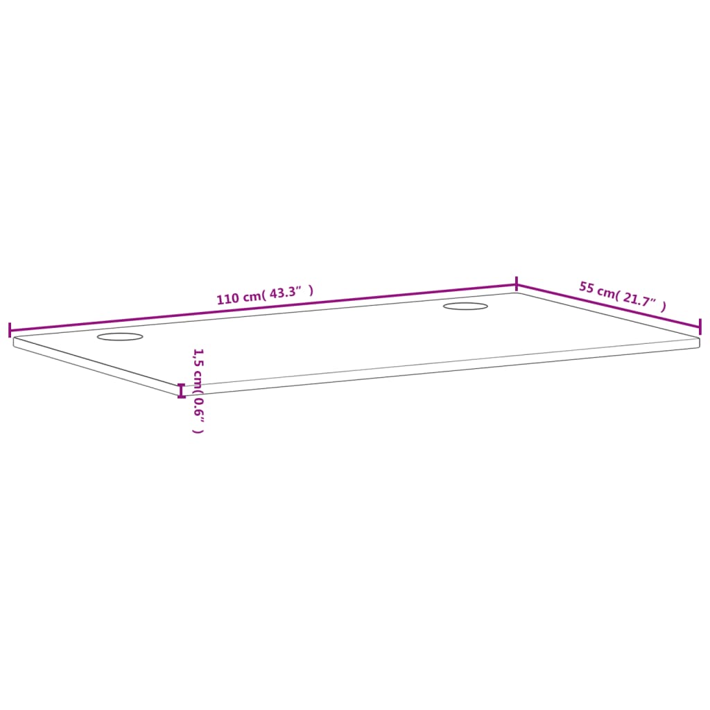 vidaXL Rašomojo stalo stalviršis, 110x55x1,5cm, bukmedžio masyvas