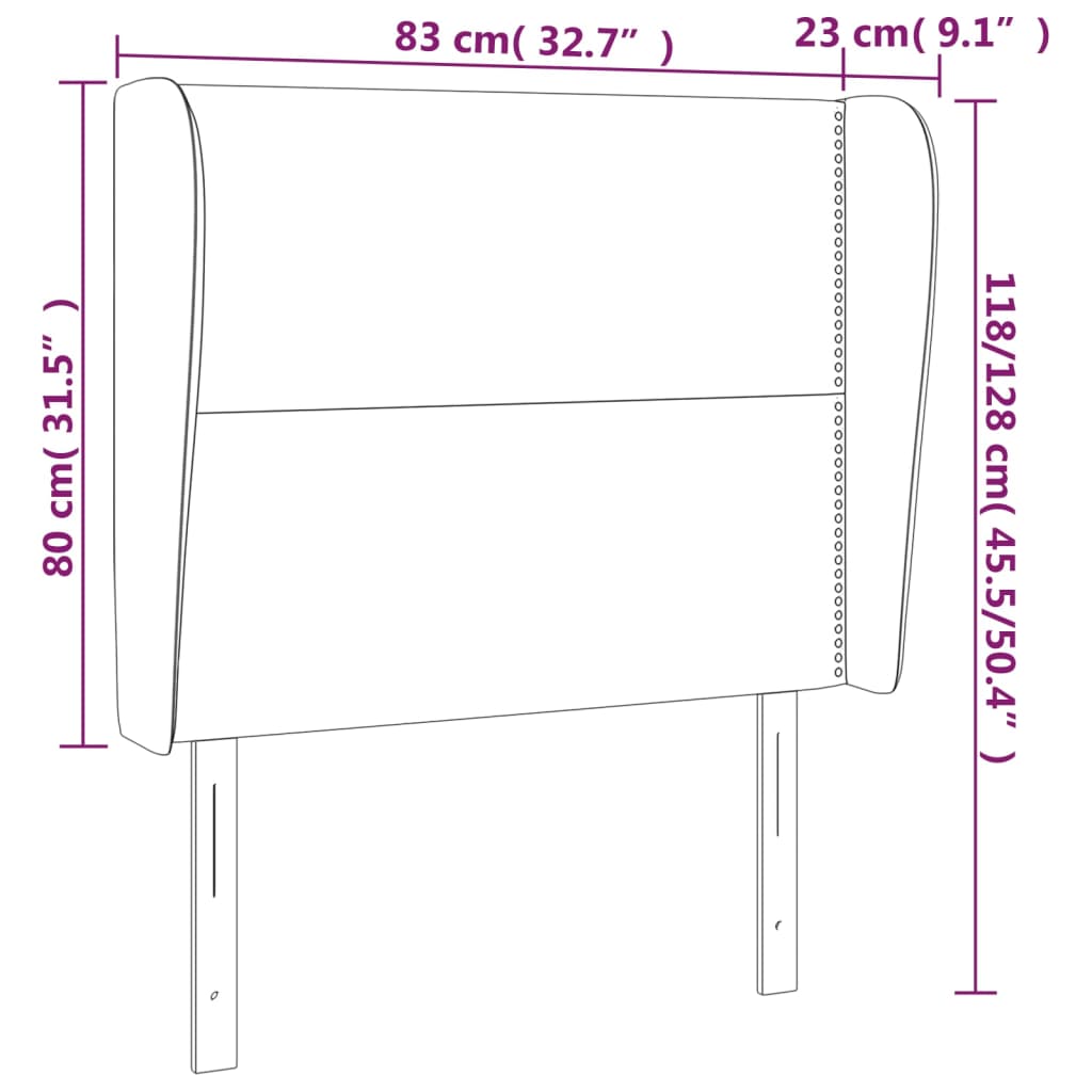 vidaXL Galvūgalis su auselėmis, juodas, 83x23x118/128cm, dirbtinė oda