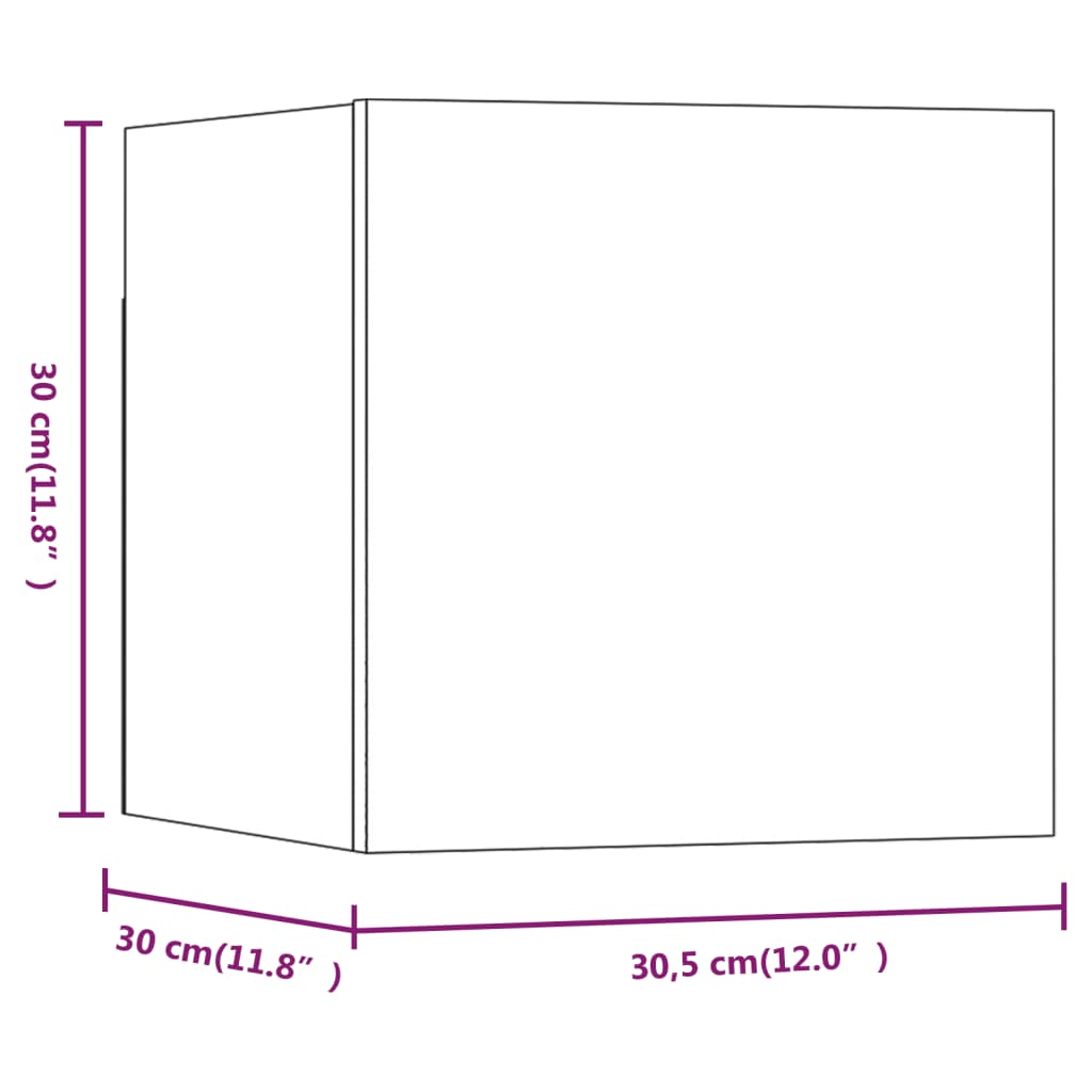 vidaXL Sieninės televizoriaus spintelės, 8vnt., pilkos, 30,5x30x30cm