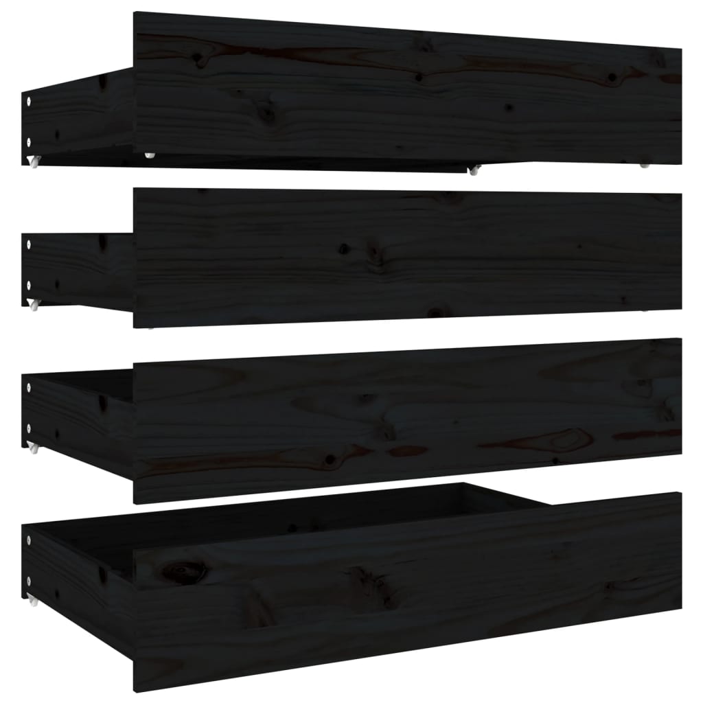 vidaXL Lovos rėmas su stalčiais, juodos spalvos, 160x200cm