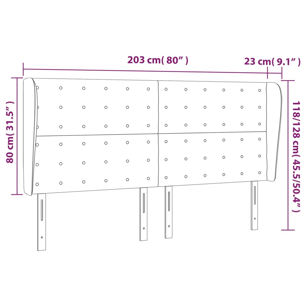 vidaXL Galvūgalis su auselėmis, taupe, 203x23x118/128cm, audinys