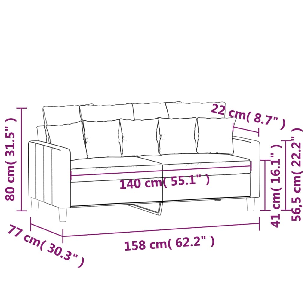 vidaXL Dvivietė sofa, geltonos spalvos, 140cm, aksomas