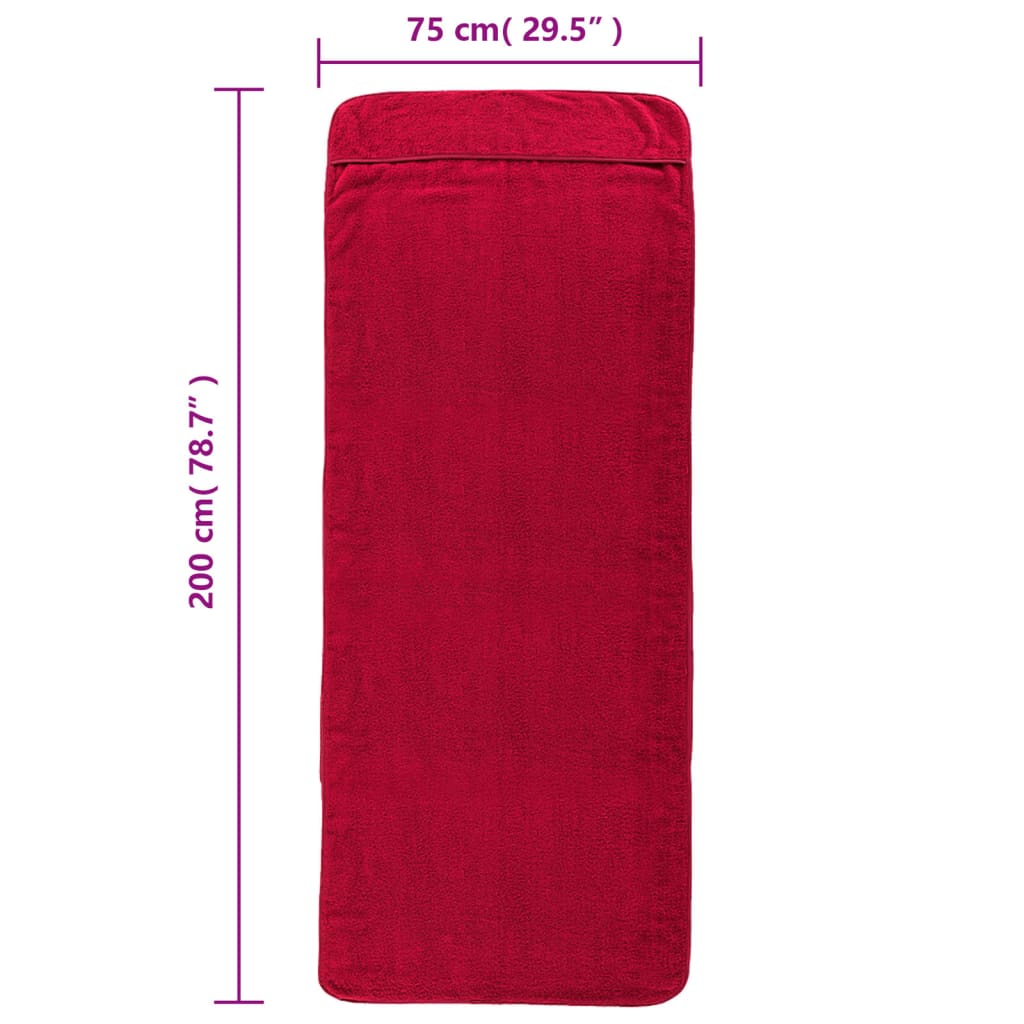vidaXL Paplūdimio rankšluosčiai, 2vnt., raudoni, 75x200cm, audinys