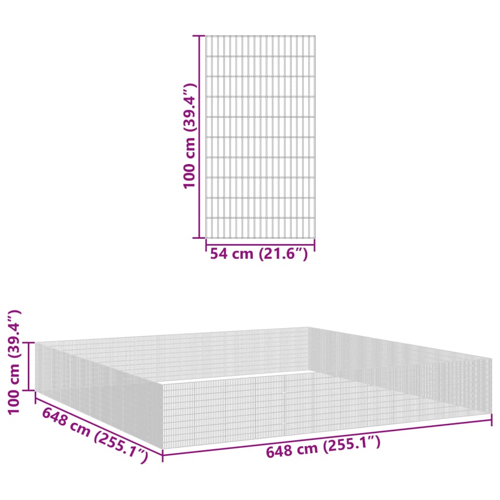 vidaXL Aptvaras gyvūnams, 48 segmentai, 54x100cm, galvanizuota geležis