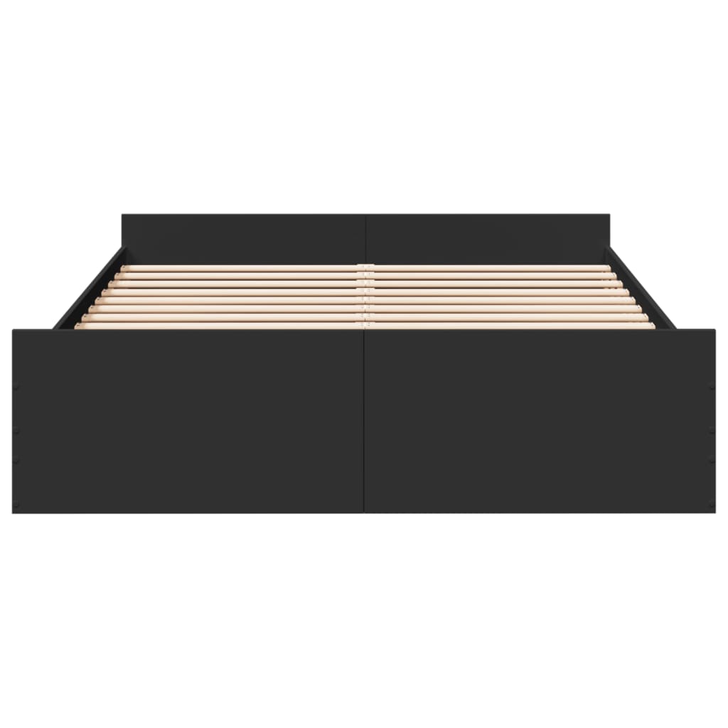 vidaXL Lovos rėmas su stalčiais, juodas, 160x200cm, apdirbta mediena