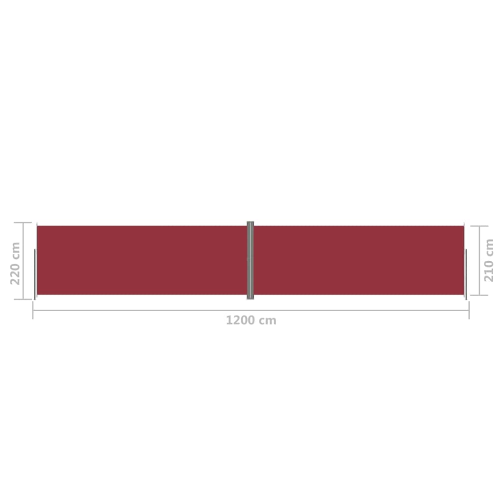 vidaXL Ištraukiama šoninė pertvara, raudonos spalvos, 220x1200cm