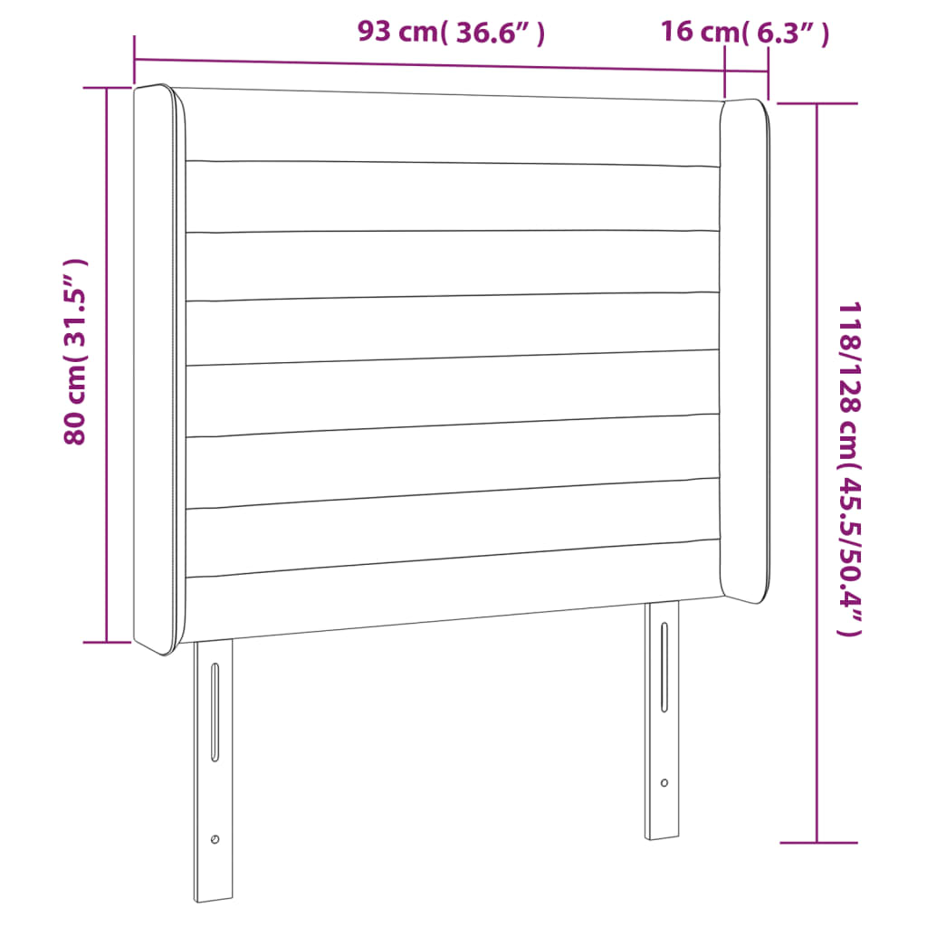 vidaXL Galvūgalis su LED, šviesiai pilkas, 93x16x118/128cm, aksomas