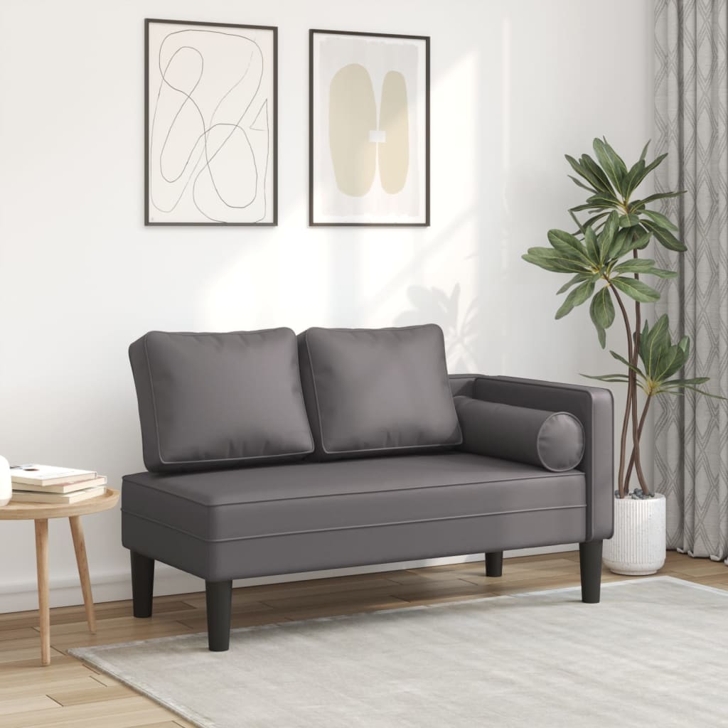 vidaXL Poilsio sofa su pagalvėmis, pilka, dirbtinė oda