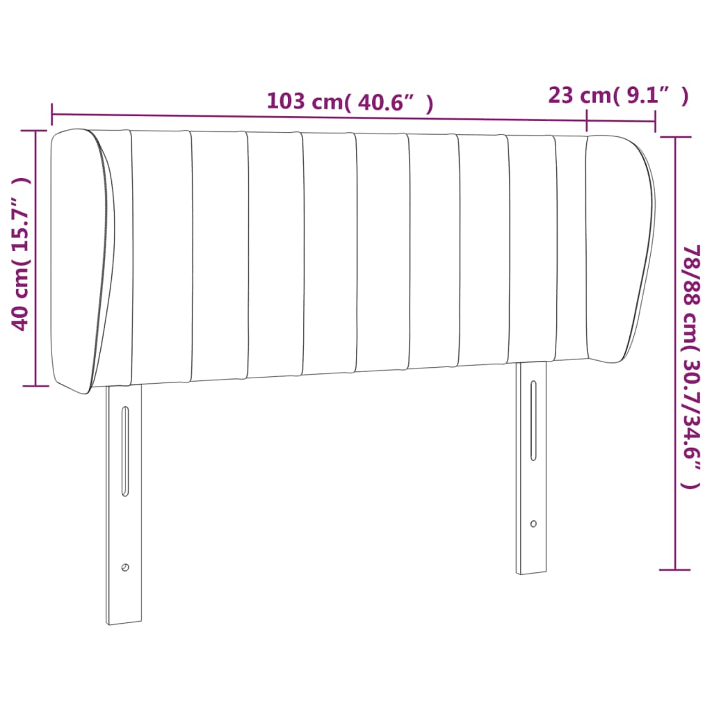 vidaXL Galvūgalis su auselėmis, juodos spalvos,103x23x78/88cm, audinys