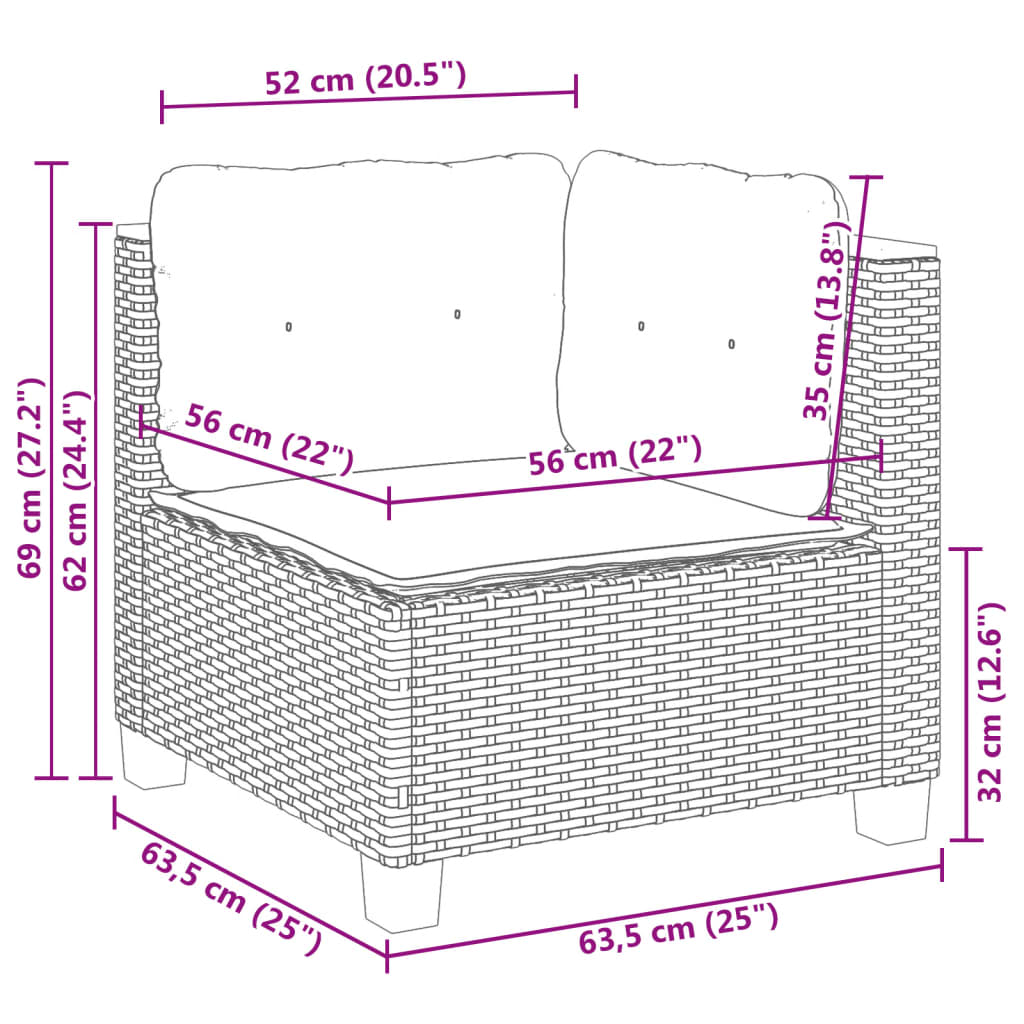 vidaXL Sofos komplektas su pagalvėlėmis, 9 dalių, pilkas, poliratanas