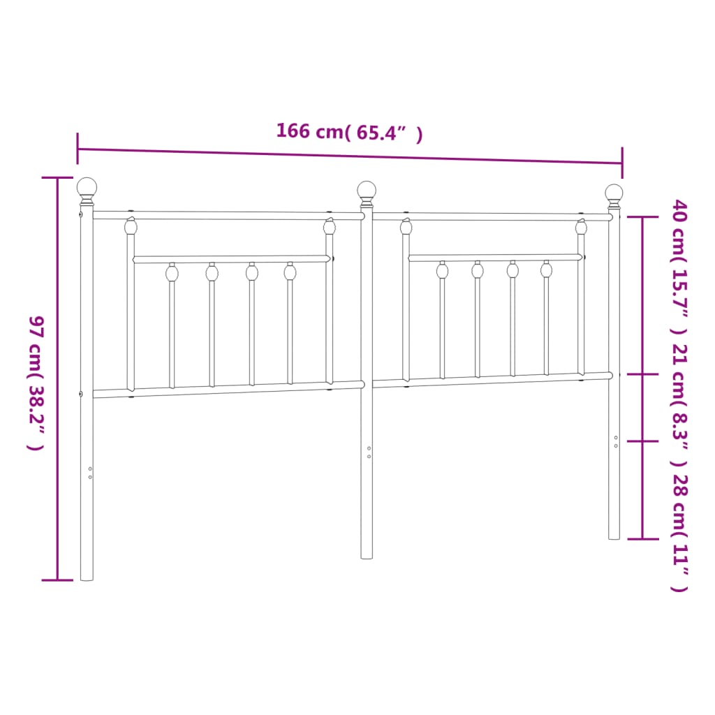 vidaXL Metalinis galvūgalis, baltos spalvos, 160cm