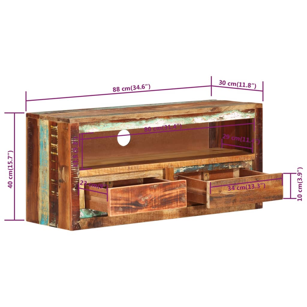 vidaXL Televizoriaus spintelės, 2vnt., 88x30x40cm, perdirbta mediena