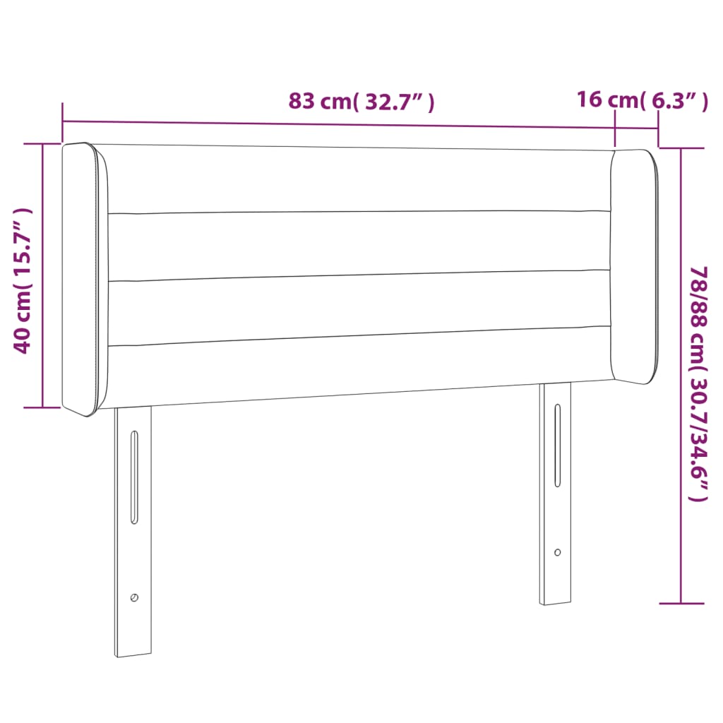 vidaXL Galvūgalis su LED, šviesiai pilkas, 83x16x78/88cm, audinys