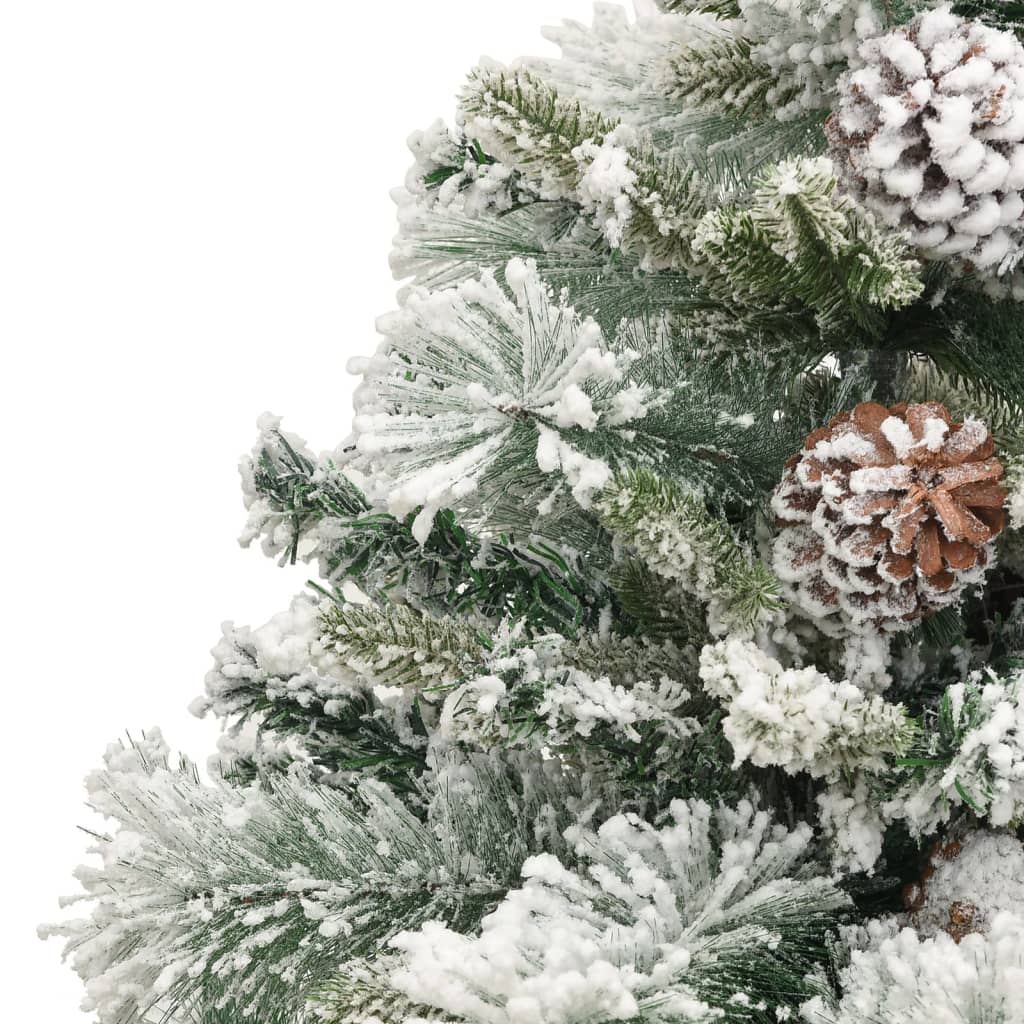 vidaXL Kalėdų eglutė su sniegu ir kankorėžiais, 150cm, PVC ir PE