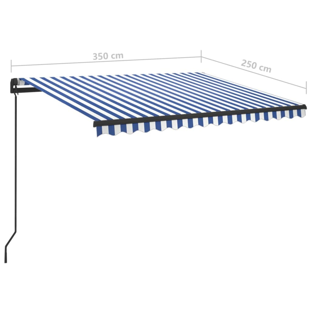 vidaXL Rankiniu būdu ištraukiama markizė, mėlyna ir balta, 3,5x2,5m