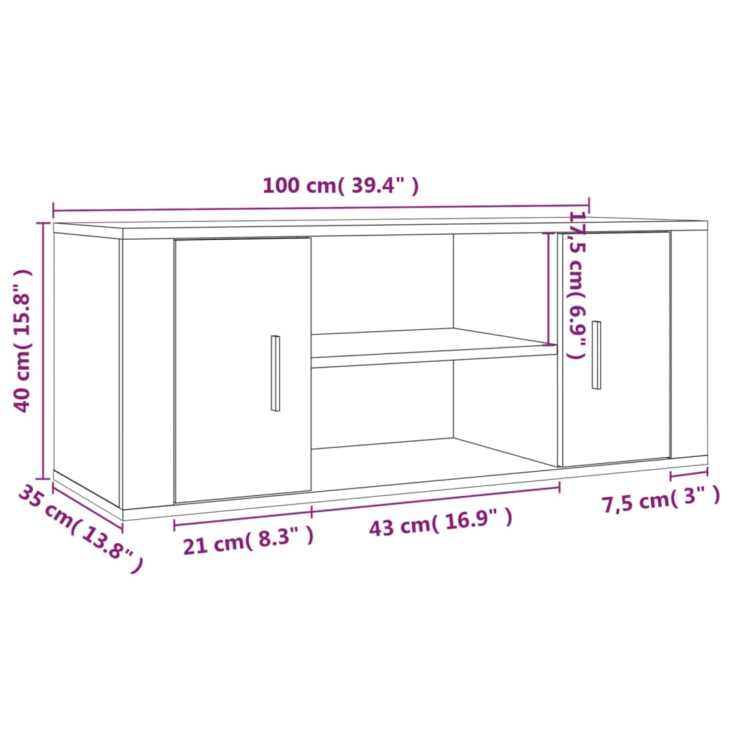 vidaXL Televizoriaus spintelė, juodos spalvos, 100x35x40cm, mediena