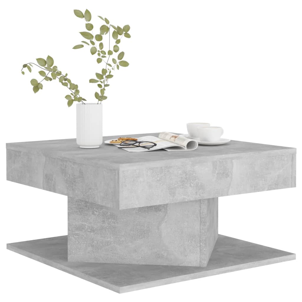vidaXL Kavos staliukas, betono pilkas, 57x57x30cm, apdirbta mediena
