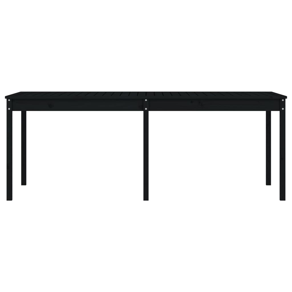 vidaXL Sodo stalas, juodas, 203,5x100x76cm, pušies medienos masyvas