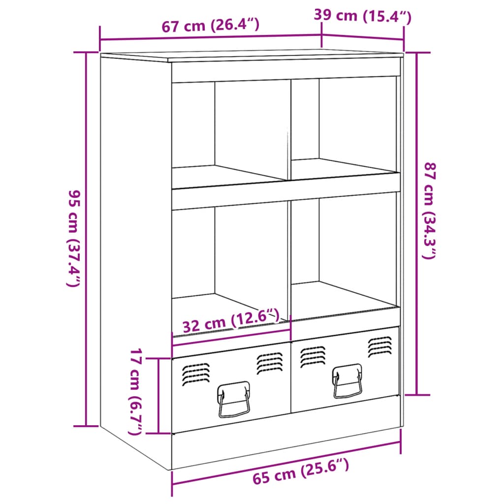 vidaXL Komoda, antracito spalvos, 67x39x95cm, plienas