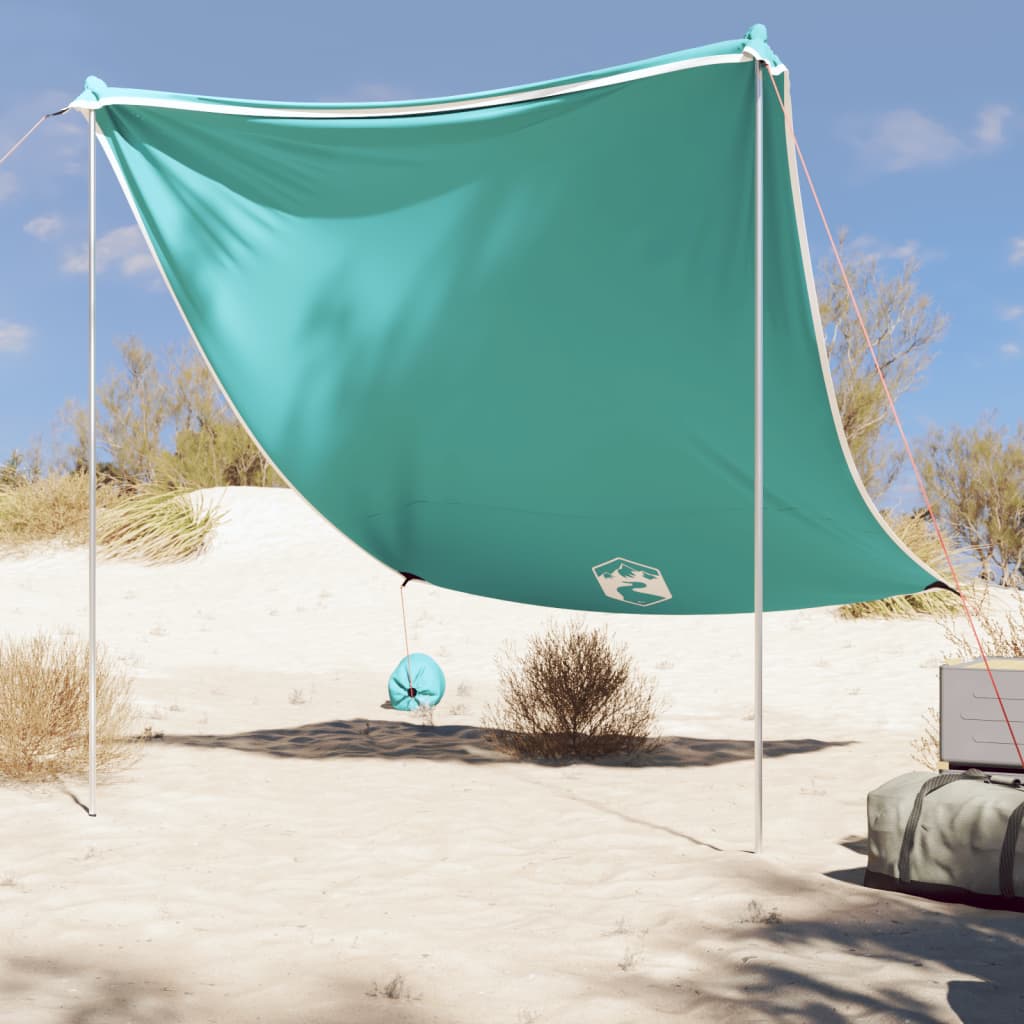 vidaXL Paplūdimio skliautas su smėlio maišais, žalias, 214x236cm