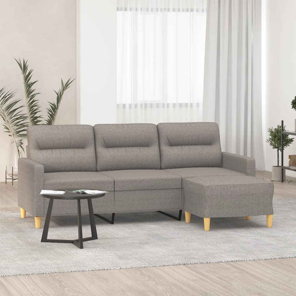 vidaXL Trivietė sofa su pakoja, taupe spalvos, 180cm, audinys